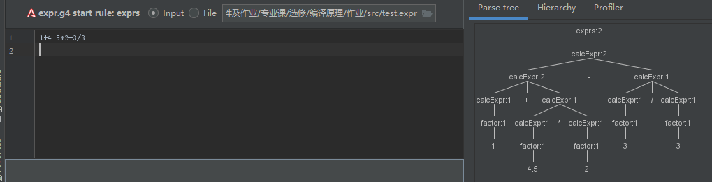 分析树的结构与预期一致