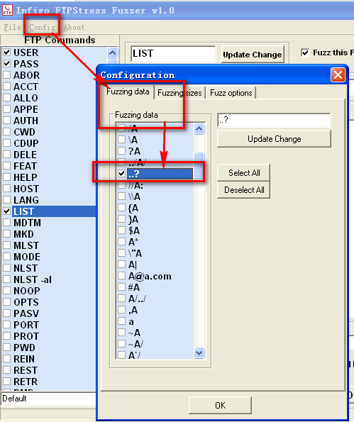 配置fuzzing data 为..?